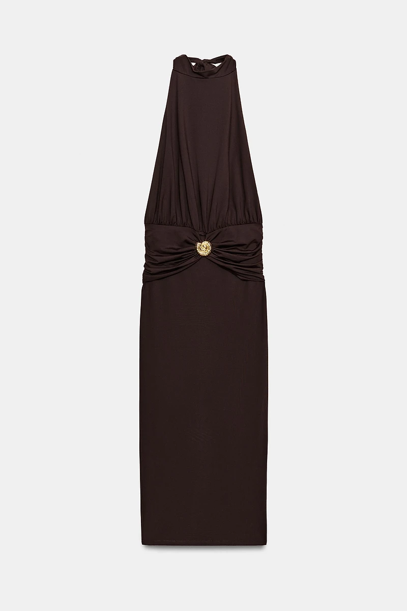 DRAPED HALTER DRESS