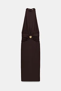 DRAPED HALTER DRESS