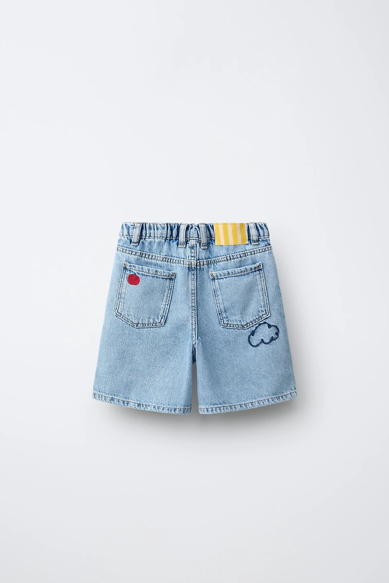 SHORT EN JEAN BRODÉ