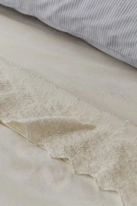 EMBROIDERED PERCALE FLAT SHEET (200 THREAD COUNT)