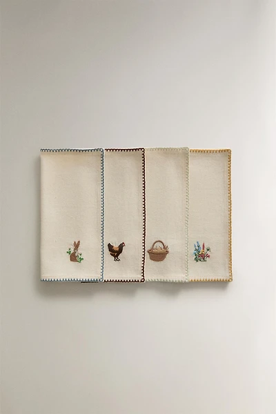 EMBROIDERED EASTER NAPKIN SET (PACK OF 4)
