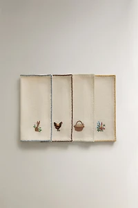 EMBROIDERED EASTER NAPKIN SET (PACK OF 4)
