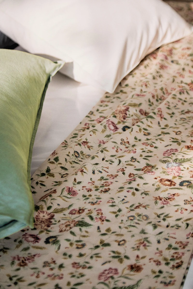DRAP DE DESSUS SATIN FLORAL (300 FILS)