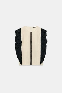BLOUSE À RAYURES ET VOLANTS