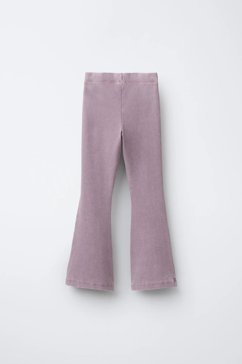 HEAVY WEIGHT T-SHIRT AND WASHED EFFECT RIB FLARE LEGGINGS SET