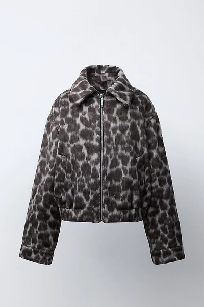 ANIMAL PRINT BOMBER JACKET