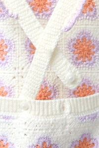 CROCHETED FLOWER KNIT ROMPER