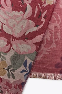 FLORAL PRINT SCARF WITH WOOL