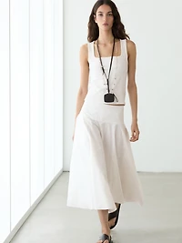100% cotton midi skirt with yoke detail