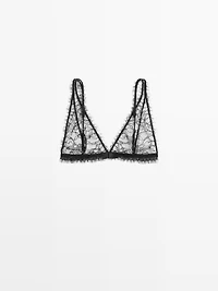 Lace bralette with frayed detail