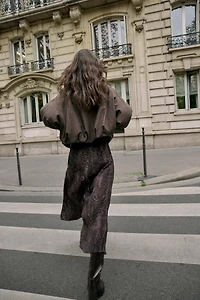 PRINTED BELTED MIDI SKIRT