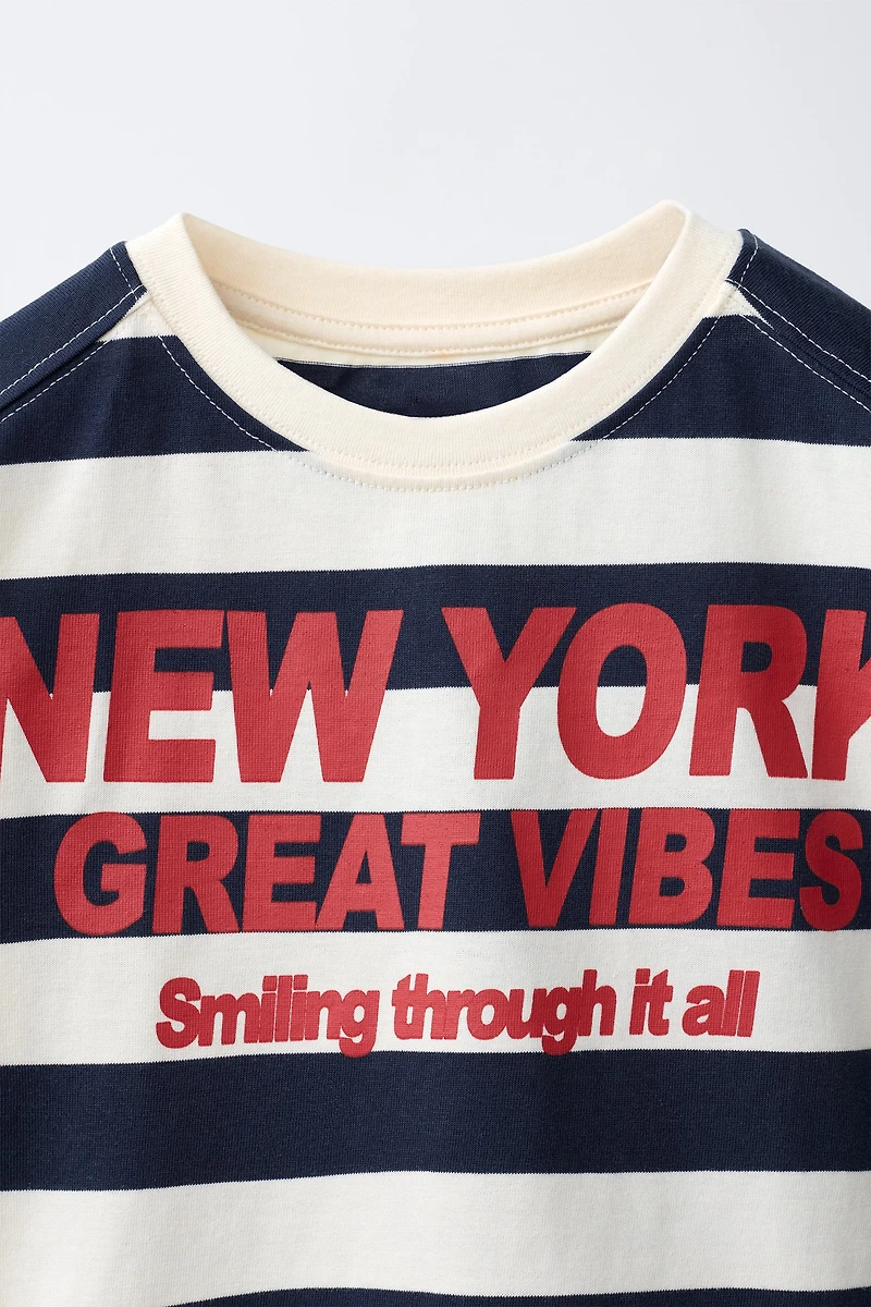 T-SHIRT RAYÉ IMPRIMÉ NY