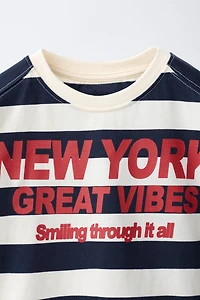 T-SHIRT RAYÉ IMPRIMÉ NY