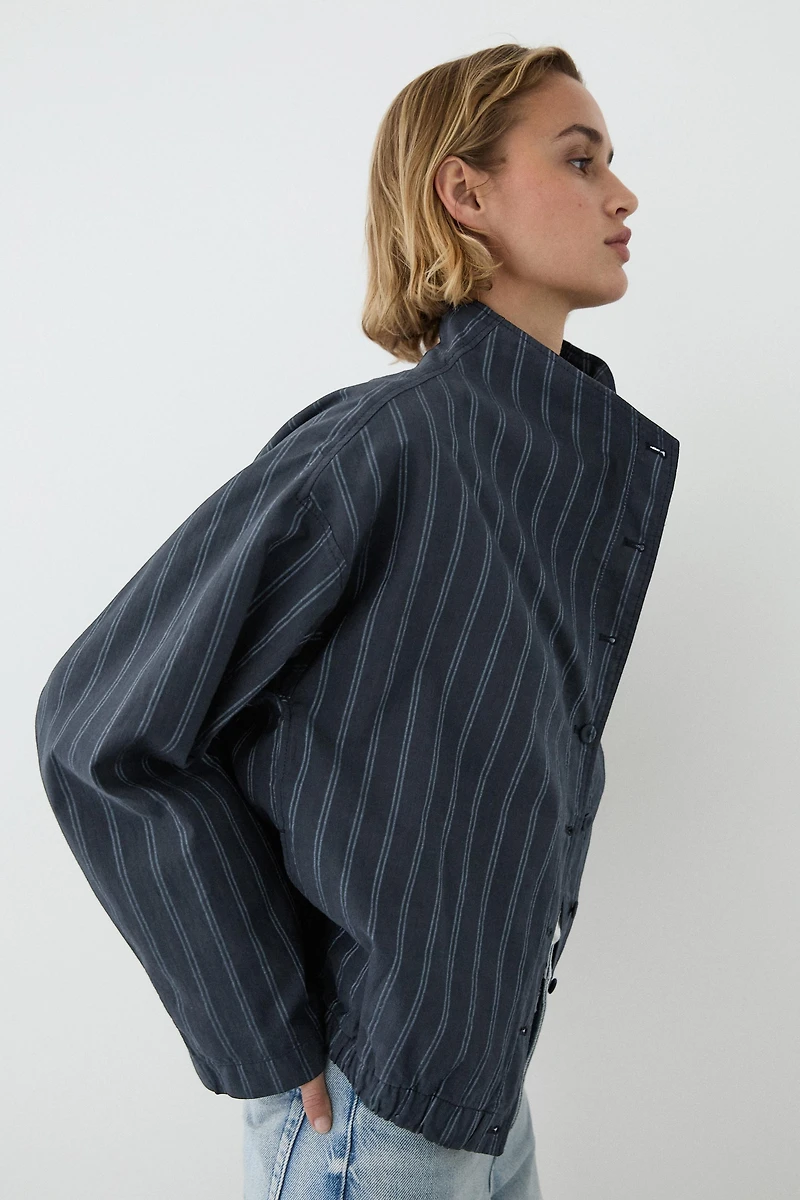 Striped high neck bomber jacket