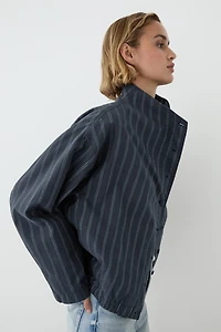 Striped high neck bomber jacket