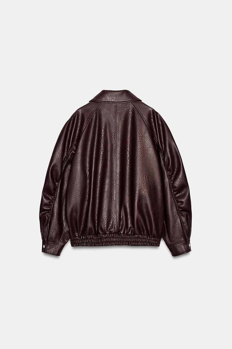 FAUX LEATHER BOMBER JACKET