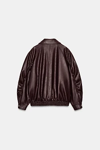 FAUX LEATHER BOMBER JACKET
