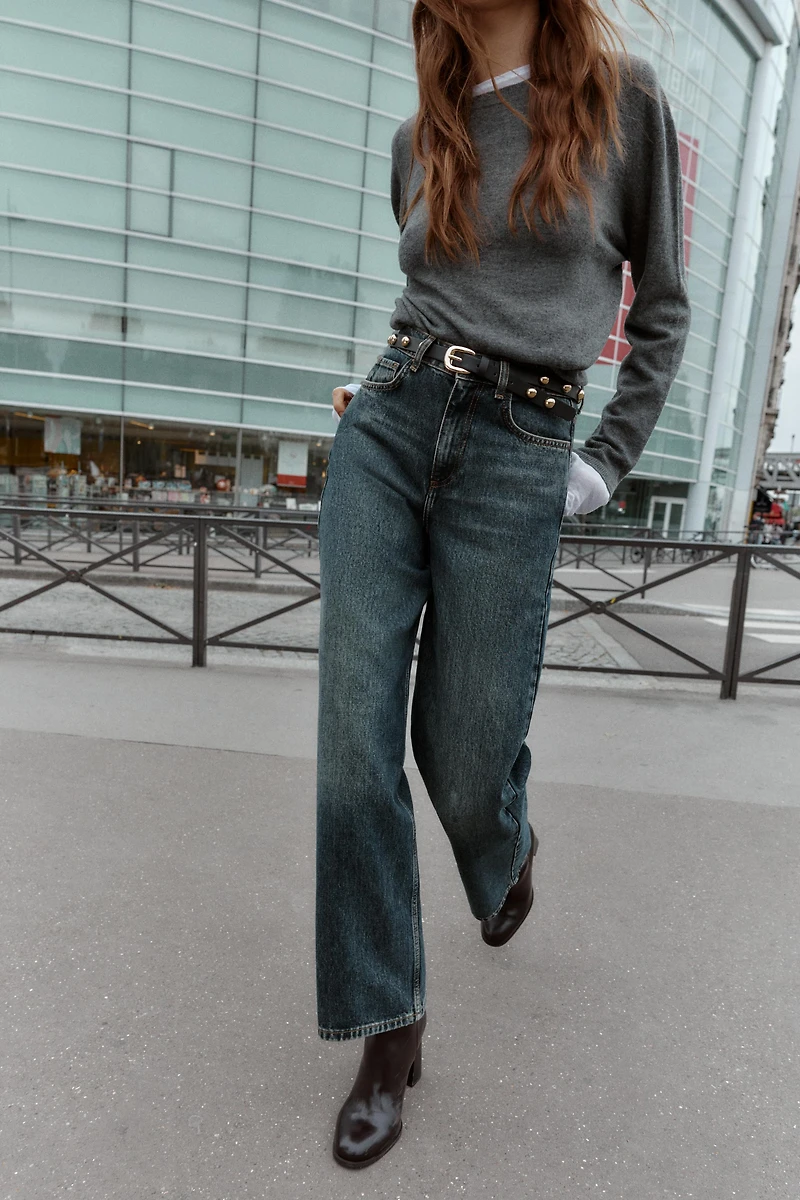 Z1975 HIGH WAIST STRAIGHT TAPERED JEANS WITH BELT