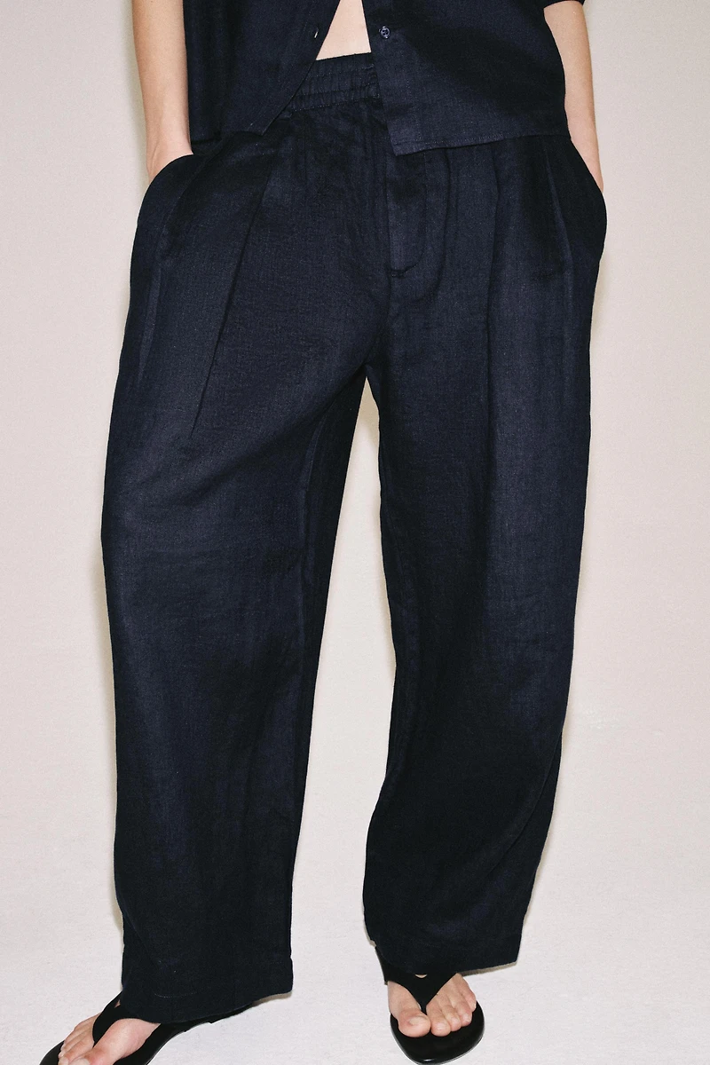 PLEATED LINEN PANTS ZW COLLECTION