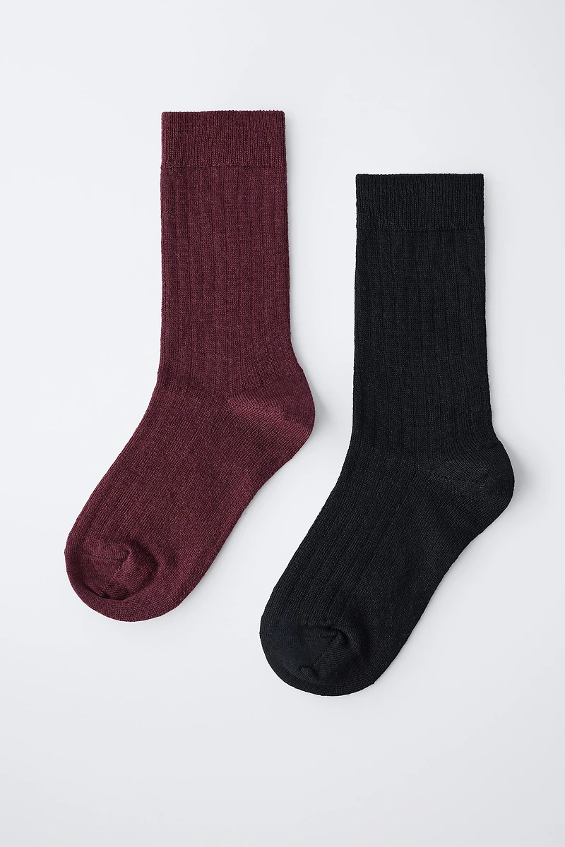 LOT DE DEUX PAIRES CHAUSSETTES EN LAINE
