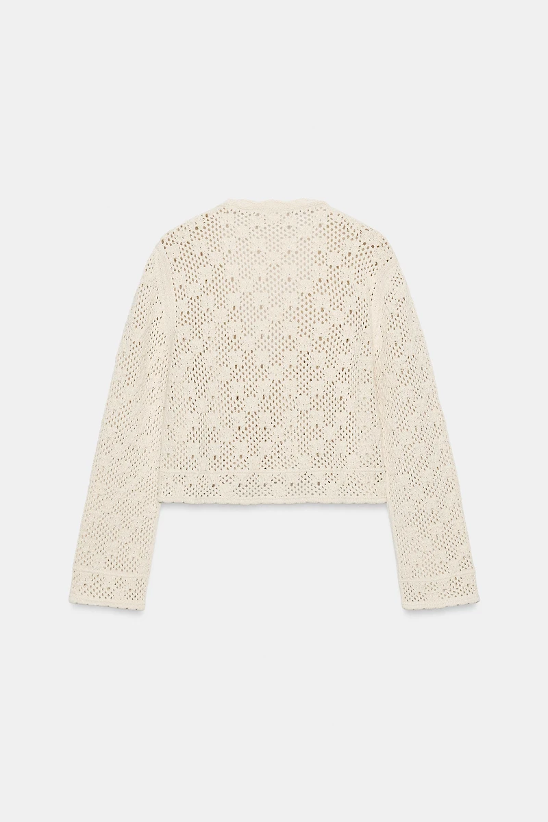 POINTELLE FLORAL CARDIGAN