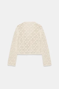 POINTELLE FLORAL CARDIGAN