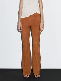 Flared suede leather trousers