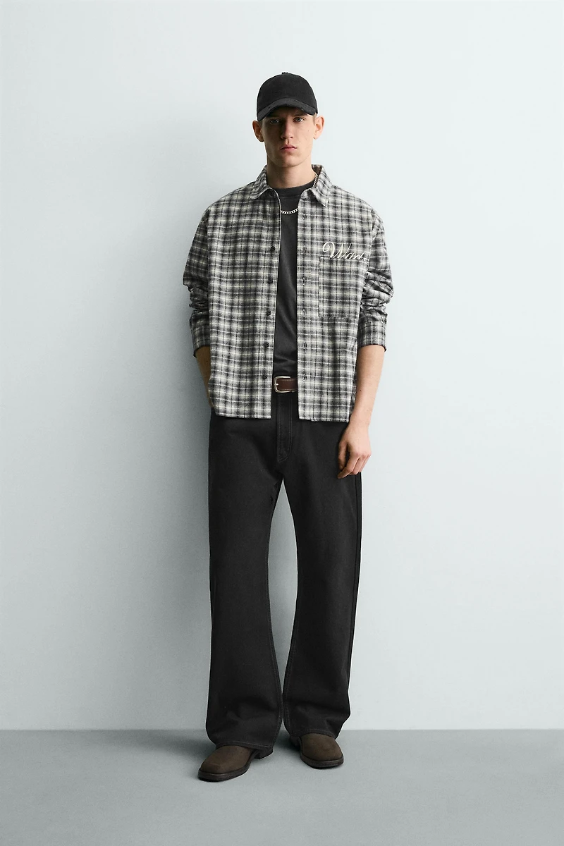 EMBROIDERED PLAID FLANNEL SHIRT