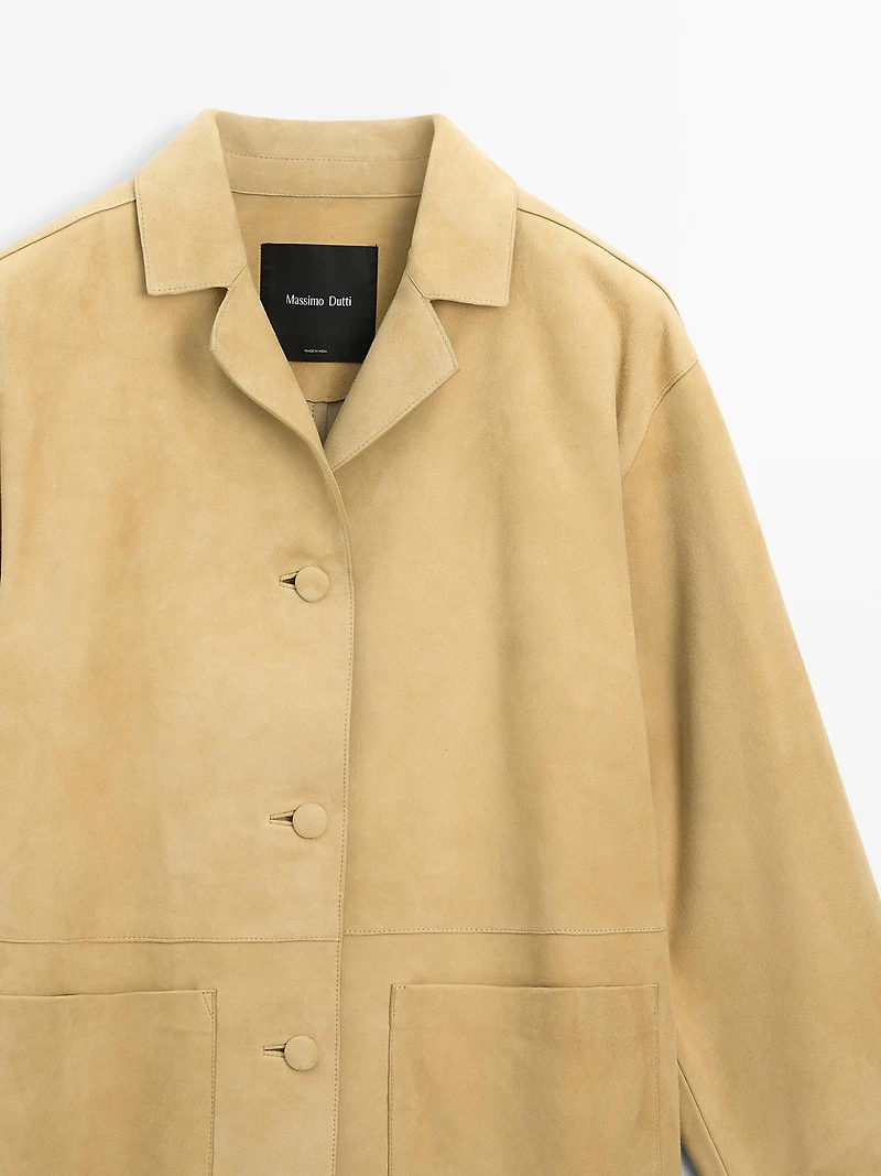 Long suede leather coat