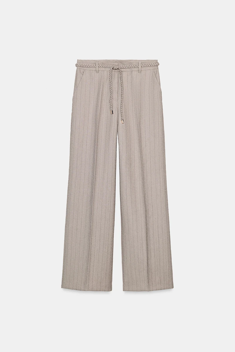HERRINGBONE BRAIDED BELT PANTS