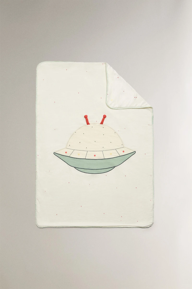 CHILDREN'S COTTON BLANKET WITH SPACE APPLIQUÉ