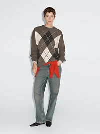 Pull à losanges en maille 100 % laine