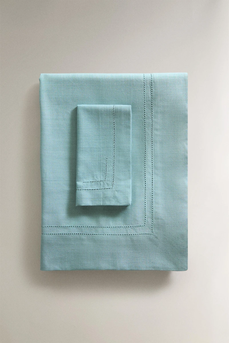 HEMSTITCHED COTTON TABLECLOTH