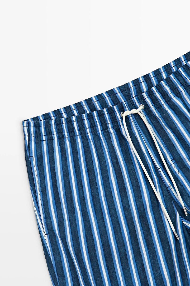 Tri-color striped swimming trunks