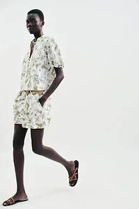 PRINTED SHORTS WITH PERFORATED EMBROIDERY