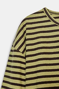 T-SHIRT À RAYURES EN COTON ET LIN
