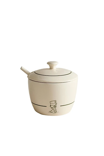 STONEWARE COFFEE SHOP SUGAR BOWL