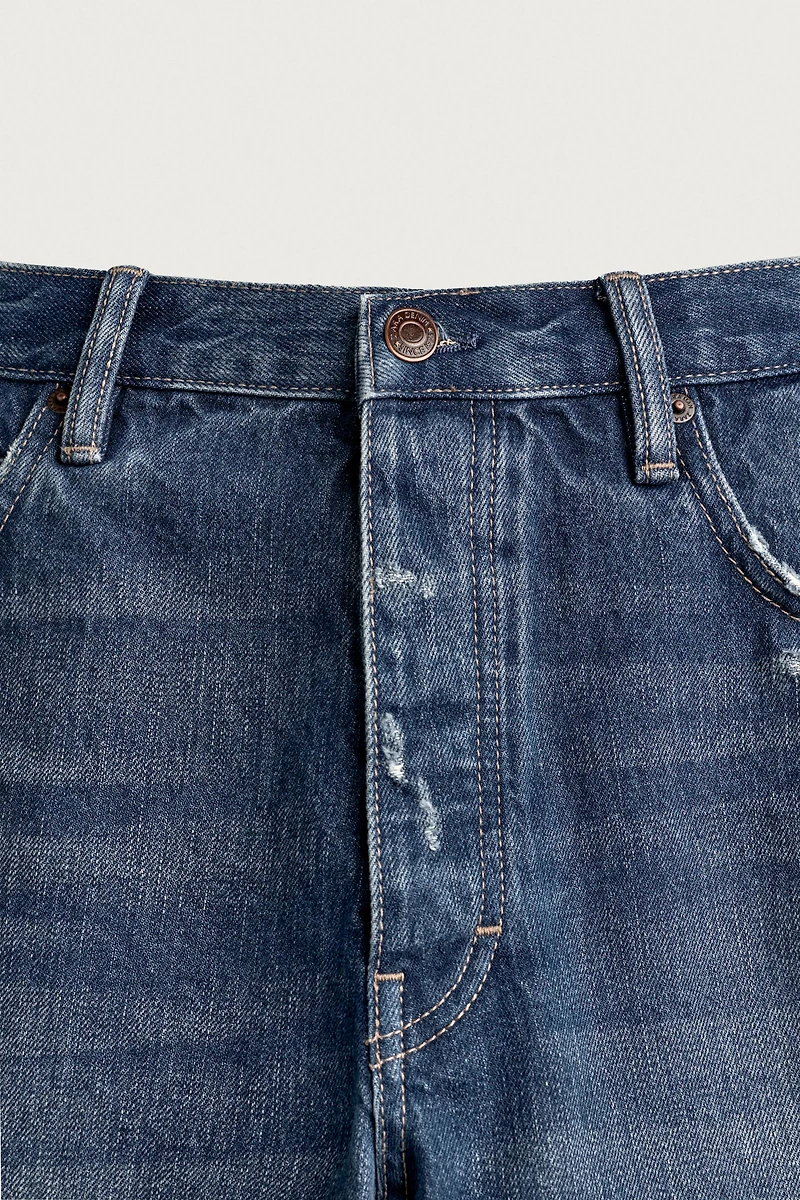 BAGGY FIT SEAMED DENIM SHORTS