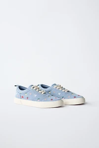 EMBROIDERED COTTON SNEAKERS
