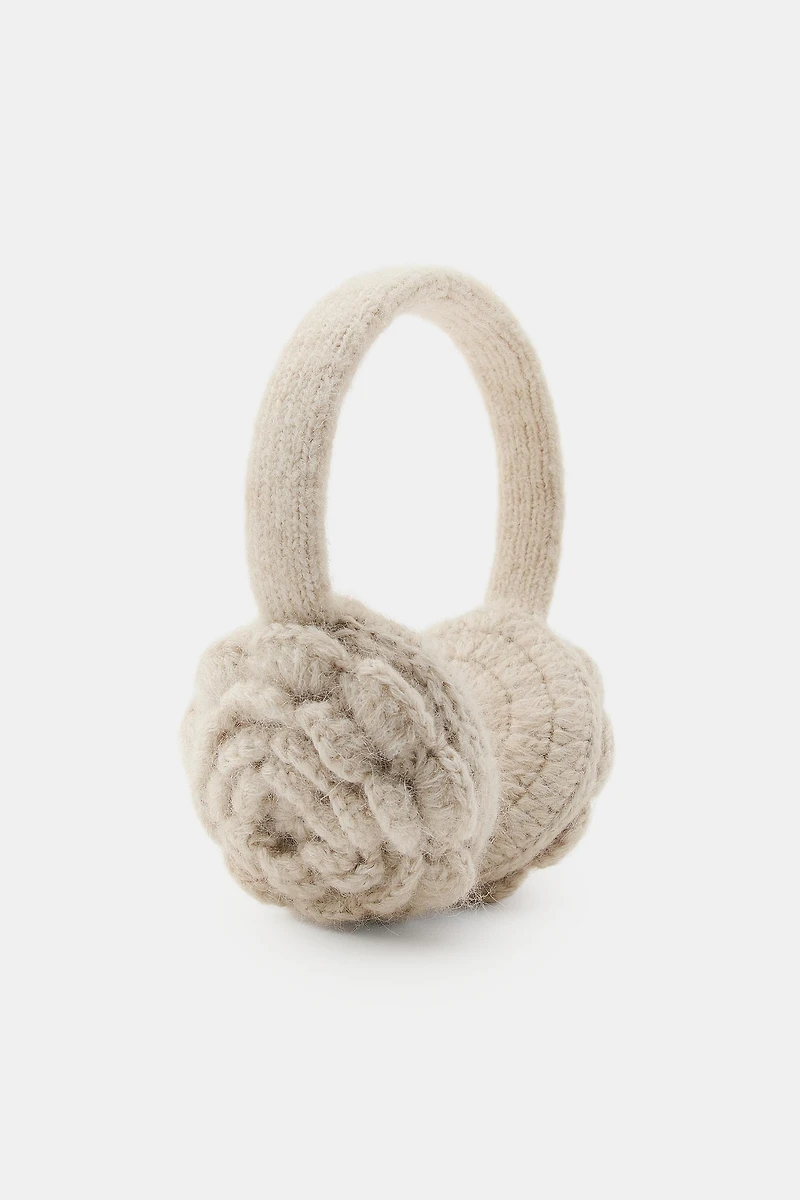 CROCHET KNIT FLORAL EARMUFFS