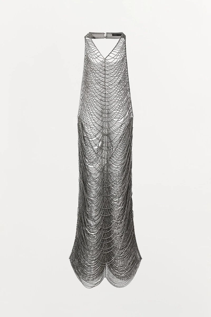 ROBE COURTE HALTER BRILLANTE