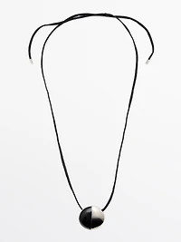 Sheepskin leather necklace with metal piece