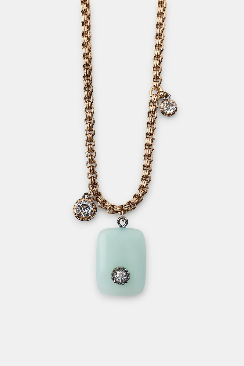 COLLIER MÉTALLIQUE PIERRE ET BIJOUX