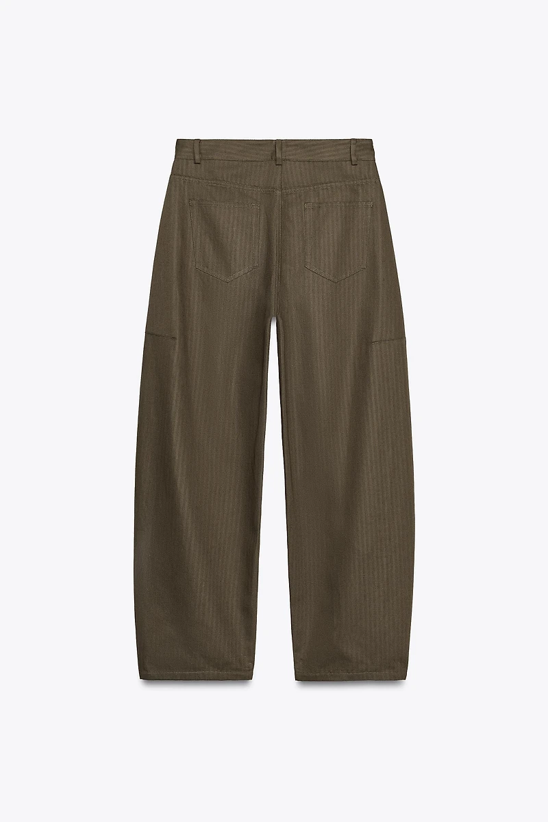 ZW COLLECTION HERRINGBONE WIDE-LEG PANTS