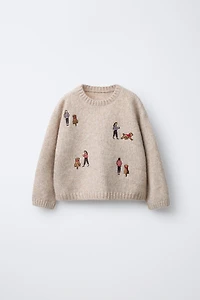 EMBROIDERED KNIT SWEATER WITH WOOL