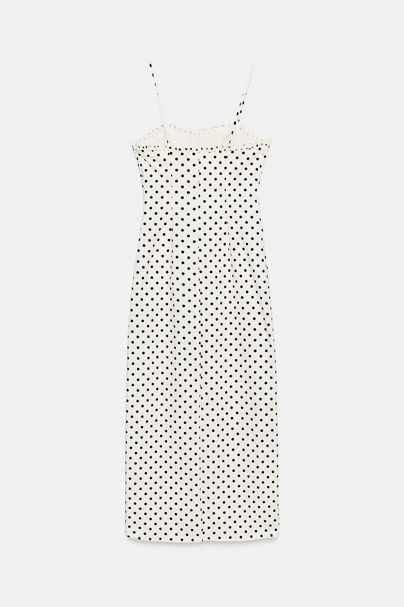CORSET-STYLE POLKA DOT MIDI DRESS