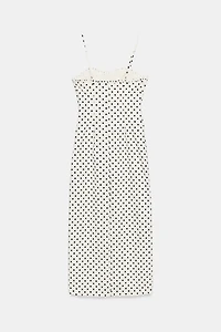 CORSET-STYLE POLKA DOT MIDI DRESS