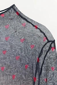 FINE KNIT HEART TOP
