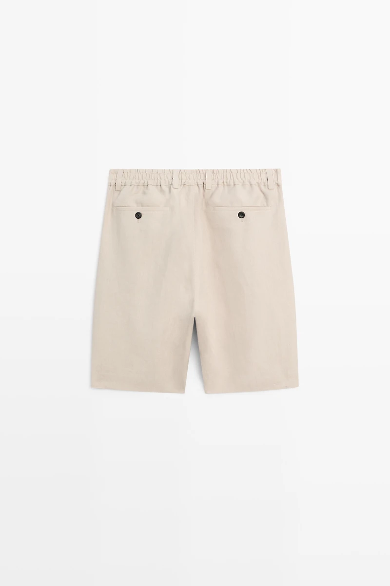 100% linen short Bermuda shorts