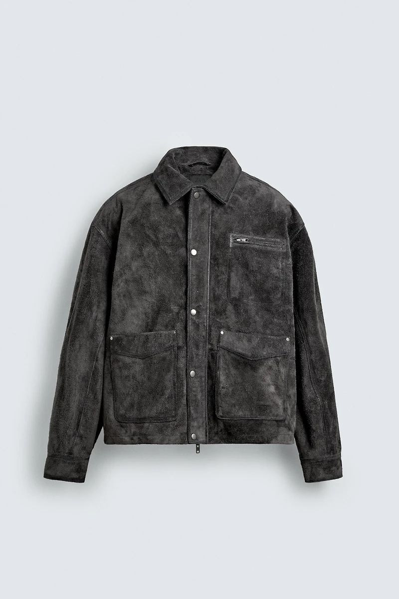 BLOUSON COUPE DÉCONTRACTÉE EN CUIR DAIM